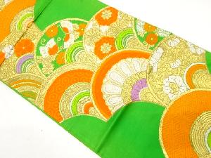 アンティーク　青海波に花・蝶模様織り出し袋帯（材料）